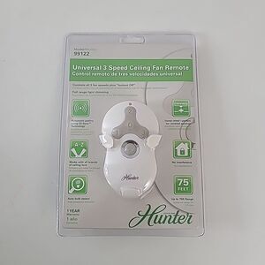 HUNTER Universal 3 Speed Ceiling Fan Remote Control White Model 99122 NEW